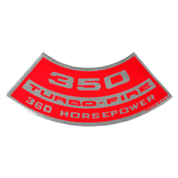 350 TURBO-FIRE 360 HP Small Block Air Cleaner Decal.