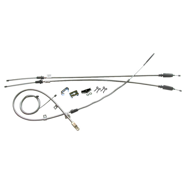 1966-68 Chevrolet GMC C10 Truck Powerglide T-350 & Manual Trans Long Bed Coil Rear Complete Brake Cable Kit OE Steel
