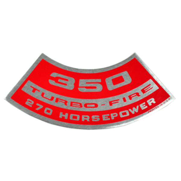 350 TURBO-FIRE 270 HP Small Block Air Cleaner Decal.