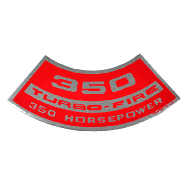 350 TURBO-FIRE 350 HP Small Block Air Cleaner Decal.