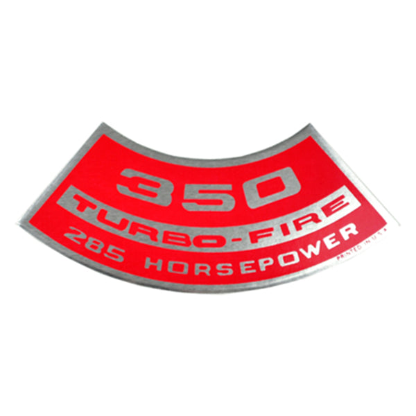 350 TURBO-FIRE 285 HP Small Block Air Cleaner Decal.