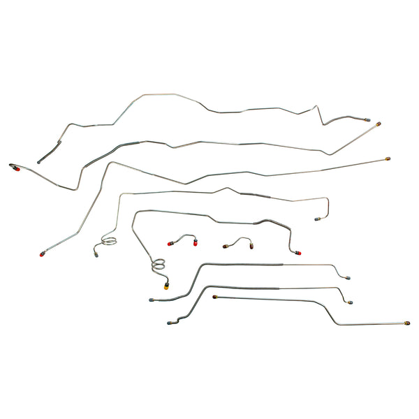 1990-92 Cadillac Brougham 121" WB RWD with ABS Power Disc Complete Brake Line Kit, 10pc OE Steel