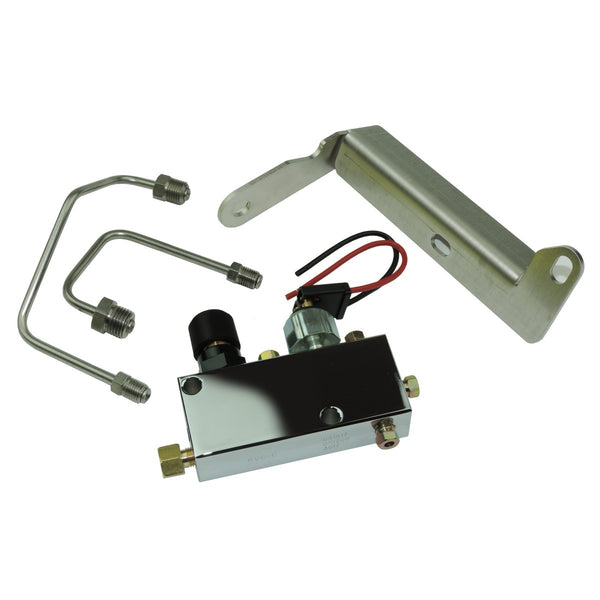 Adjustable Proportioning Valve Kit - Chrome Finish, Valve, Bracket and Master Cylinder Lines. Complete Valve Kit. 4pc