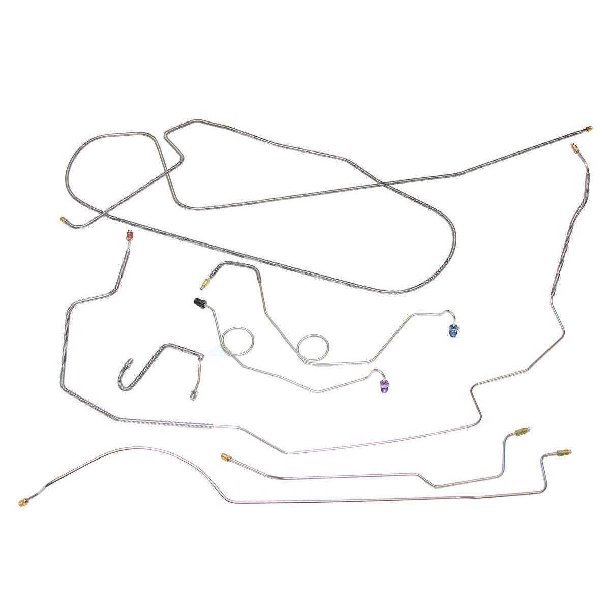 1970 American Motors Javelin Power Drum Brake Line Kit 8pc, OE Steel