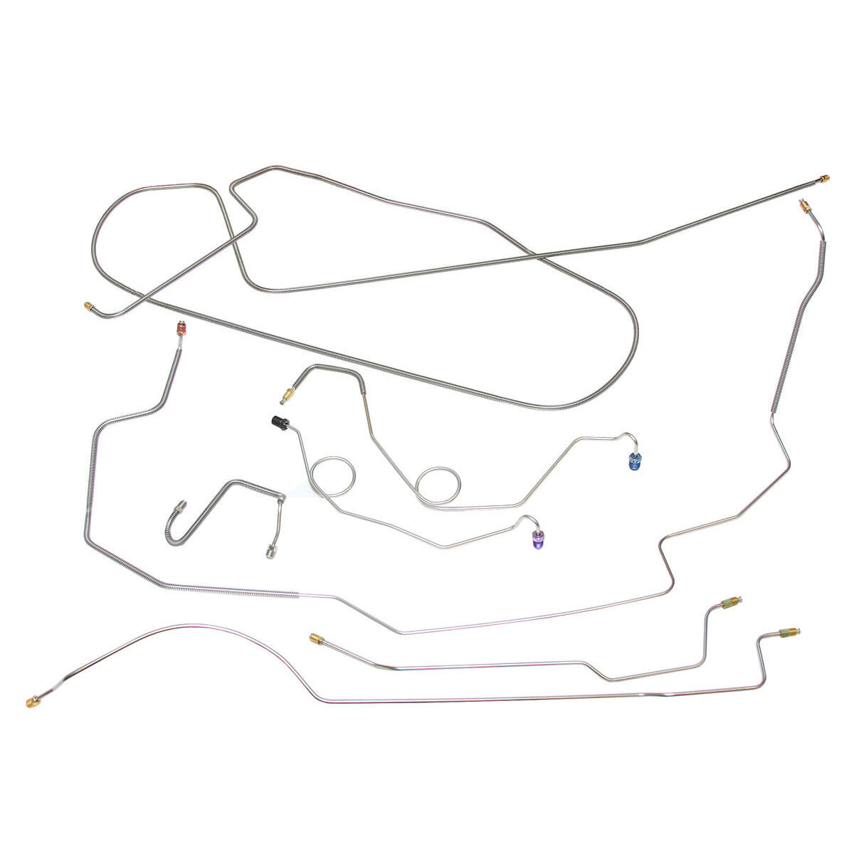 1971-72 American Motors Javelin Manual Drum Brake Line Kit 8pc, OE Steel