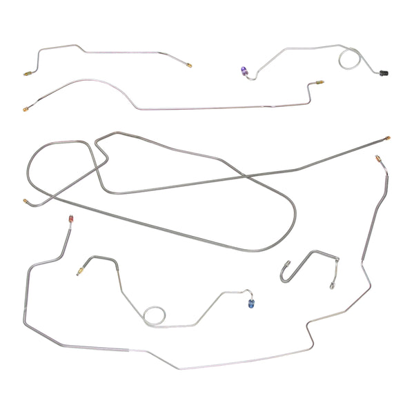 1971-72 American Motors Javelin Power Drum Brake Line Kit 8pc, OE Steel