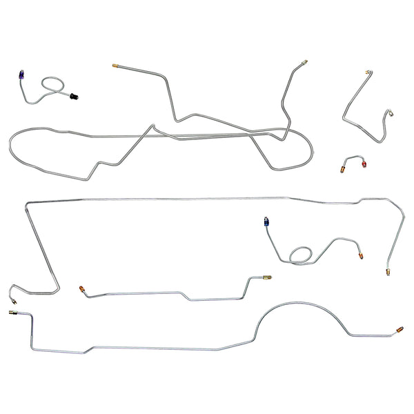 1971-74 American Motors AMX/Javelin Manual Disc Brake Line Kit 8pc, OE Steel