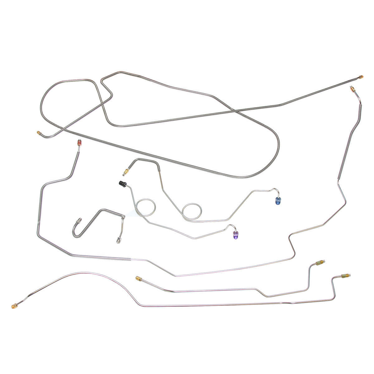 1968-70 American Motors Rebel/Machine Power Drum Brake Line Kit 8pc, OE Steel
