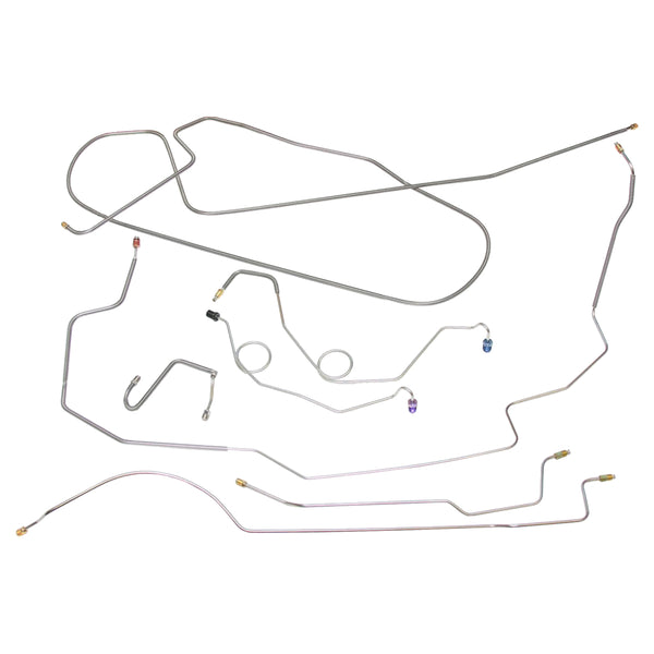 1968-69 American Motors AMX Power Drum Brake Line Kit 8pc, OE Steel