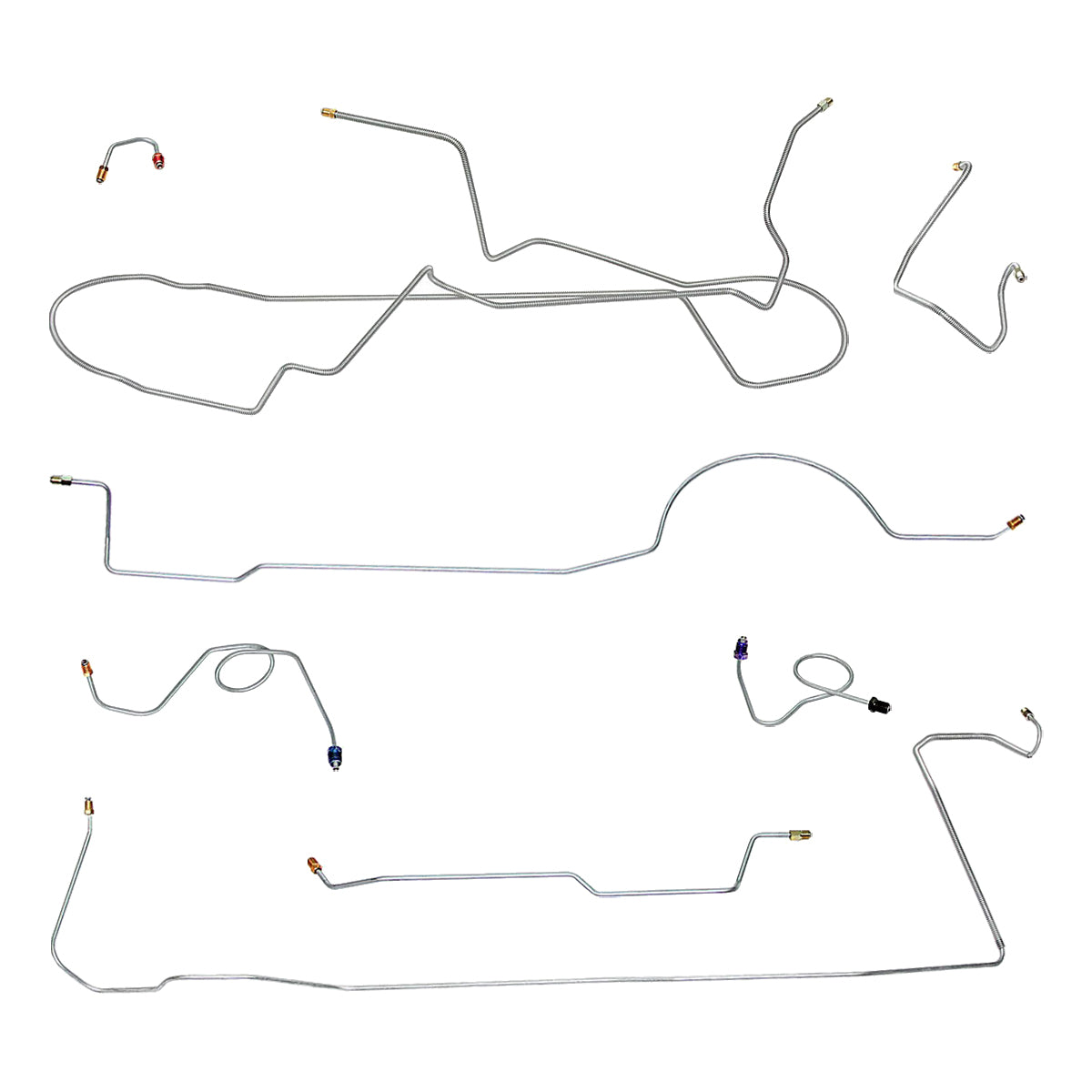 1970 American Motors AMX Power Drum Brake Line Kit 8pc, OE Steel