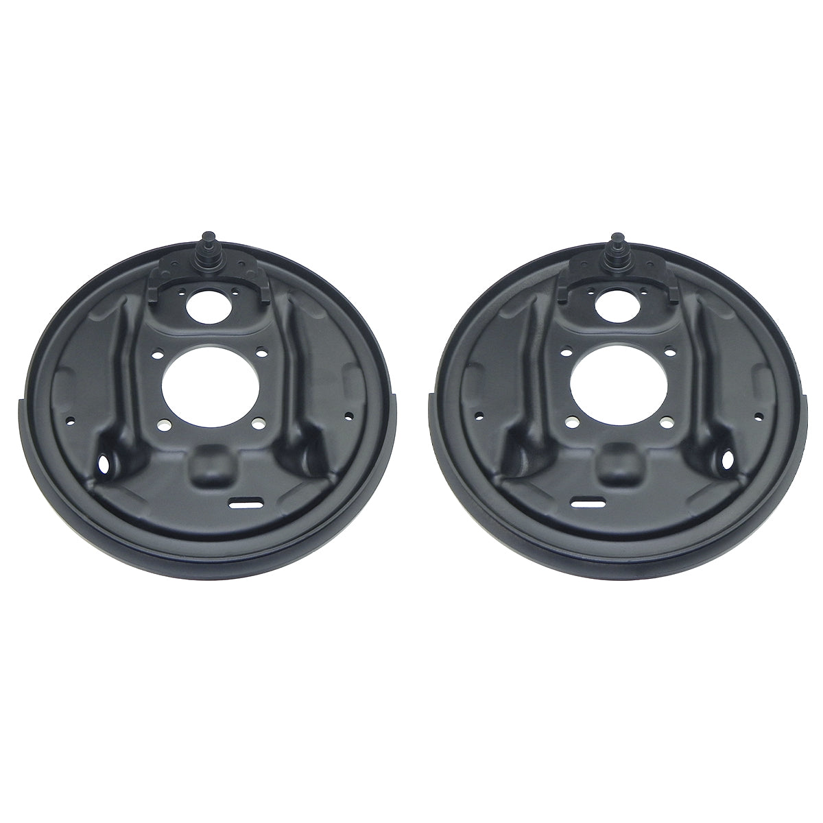 1964-81 GM Rear 9-1/2" Drum Brake Backing Plates, Pair, with Splash Shields
