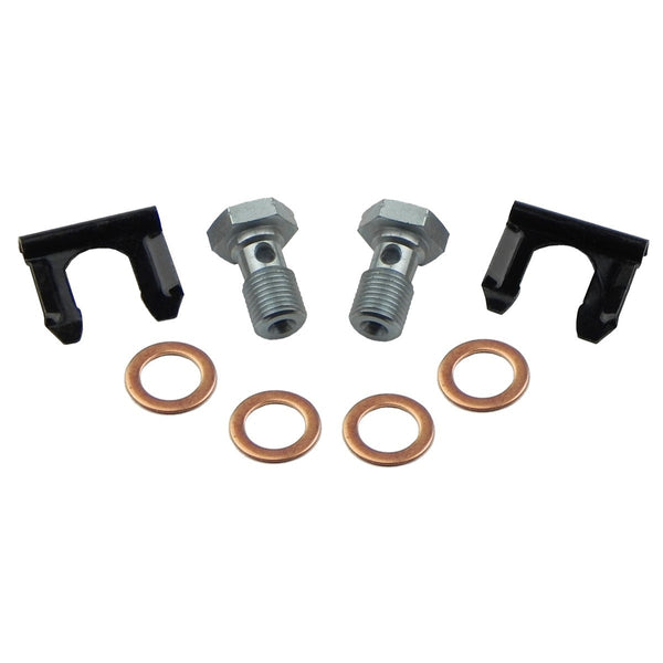 10mm x 1.0 Banjo Bolts w/Crush Washers & Clips, Pair