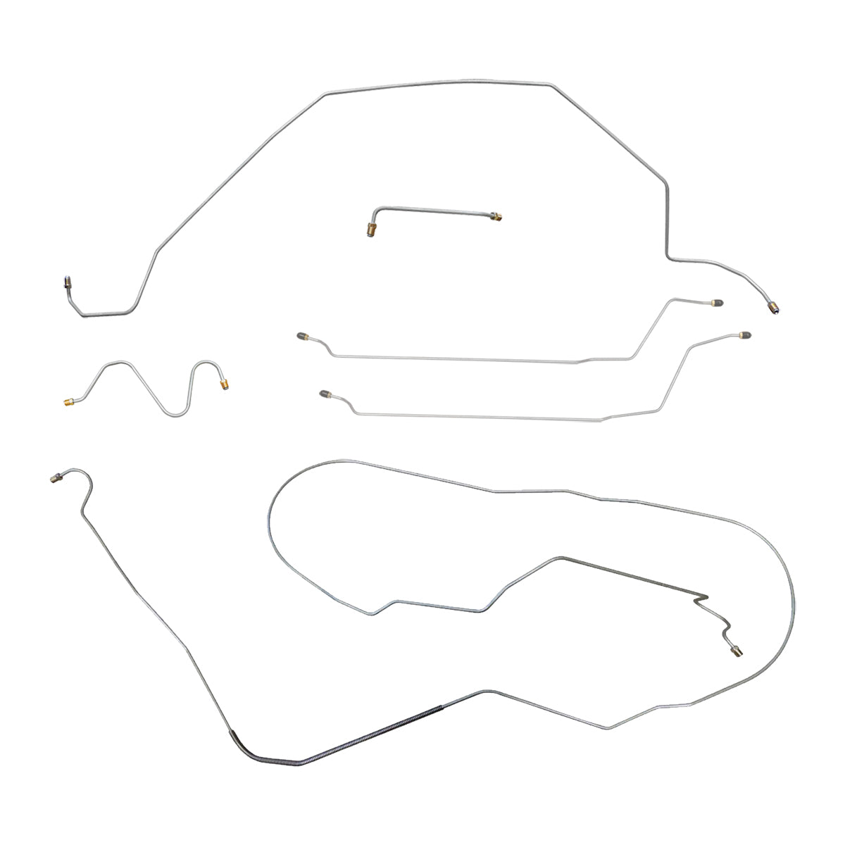 1964 Buick Skylark Gran Sport (Only) Hardtop Manual Drum Brake Line Kit 6pc, OE Steel