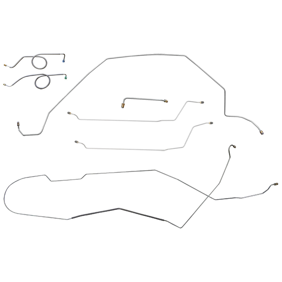 1964 Buick Skylark/GS Hardtop (w/Block Mounted in Stock Location) Power Disc Conversion Brake Line Kit 7pc, OE Steel
