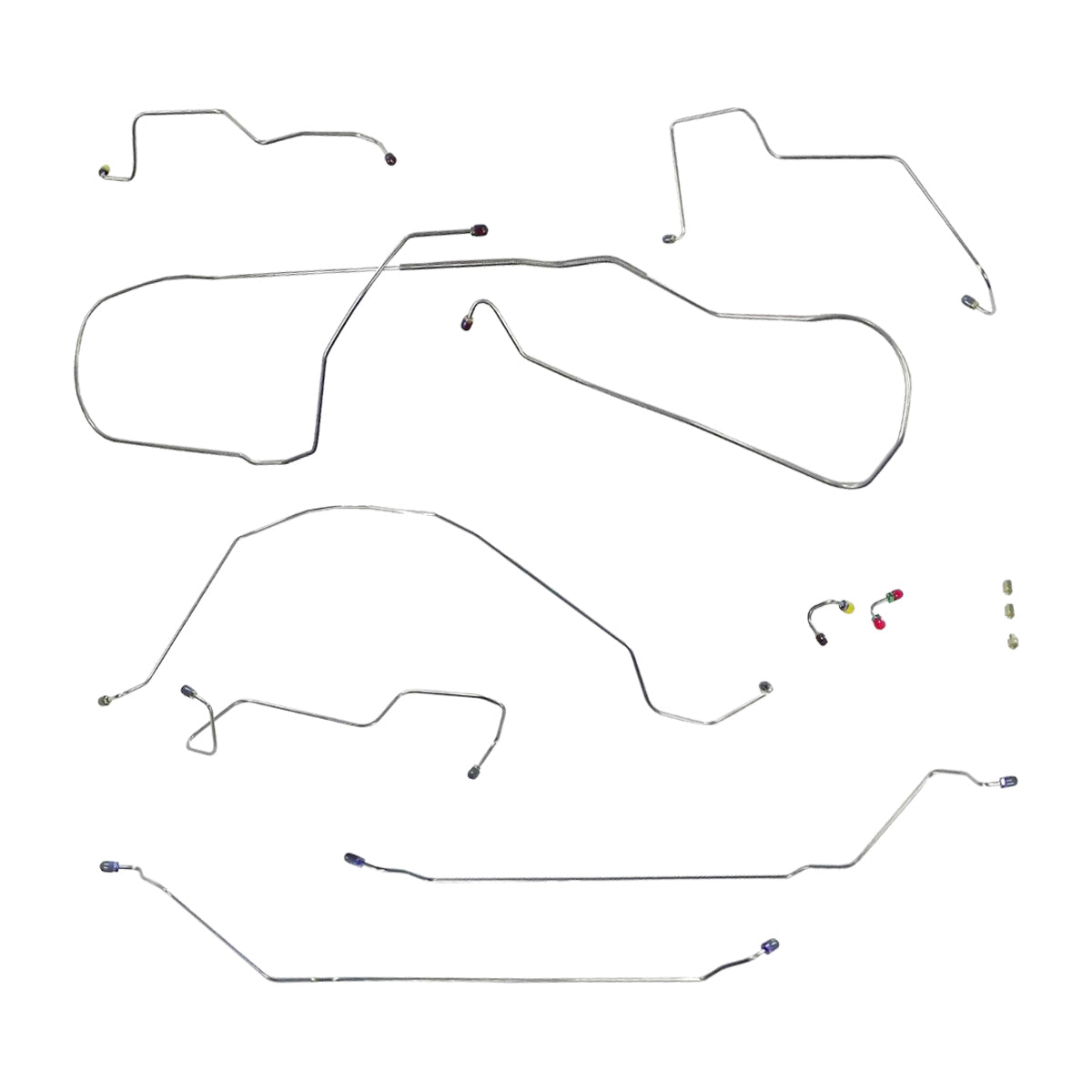 1966-67 Buick Skylark Convertible/GS Hardtop/Convertible w/ Valve at M/C Power Disc Conversion Brake Line Kit, 9pc, OE Steel