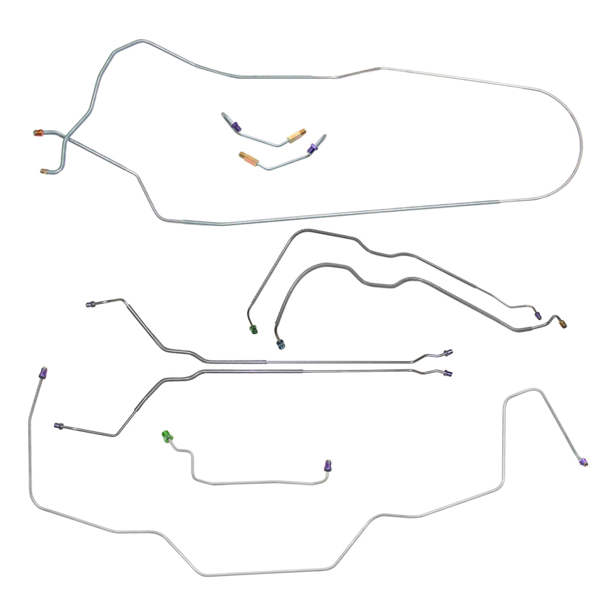 1968 Buick Special Skylark GS Convertible Power Drum Brake Line Kit 7pc, OE Steel