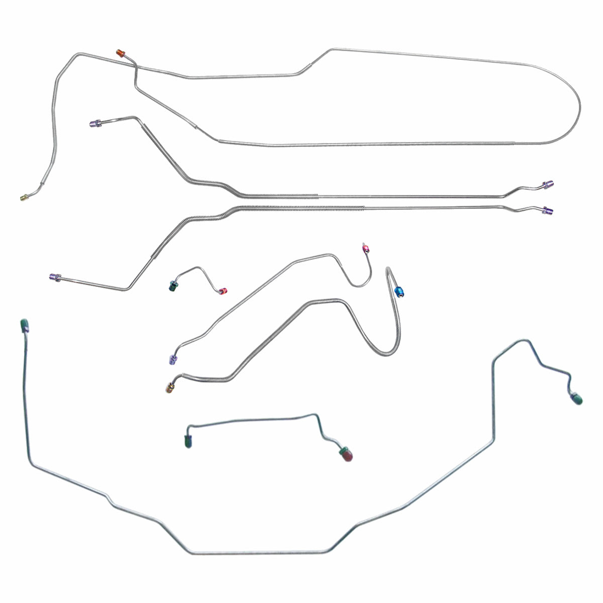 1968 Buick Special Skylark GS Convertible Manual Disc Brake Line Kit 8pc, OE Steel