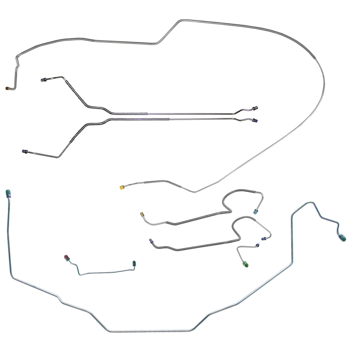 1970 Buick Special/Skylark/GS Convertible Manual Disc Brake Line Kit 8pc, OE Steel