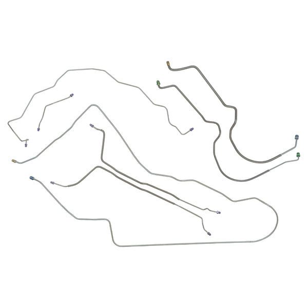 1973-75 Buick Century Regal Power Disc Complete Brake Line Kit 7pc, OE Steel
