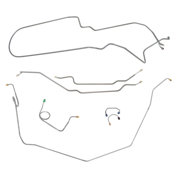 1973-74 Buick Apollo Manual Drum Complete Brake Line Kit 7pc, OE Steel