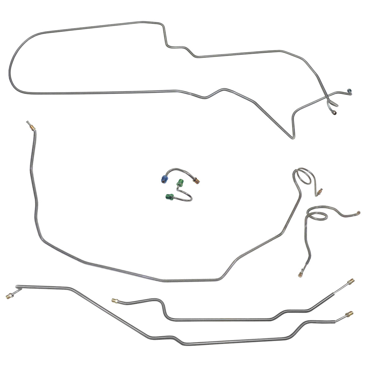 1973-74 Buick Apollo Manual Disc Complete Brake Line Kit 7pc, OE Steel