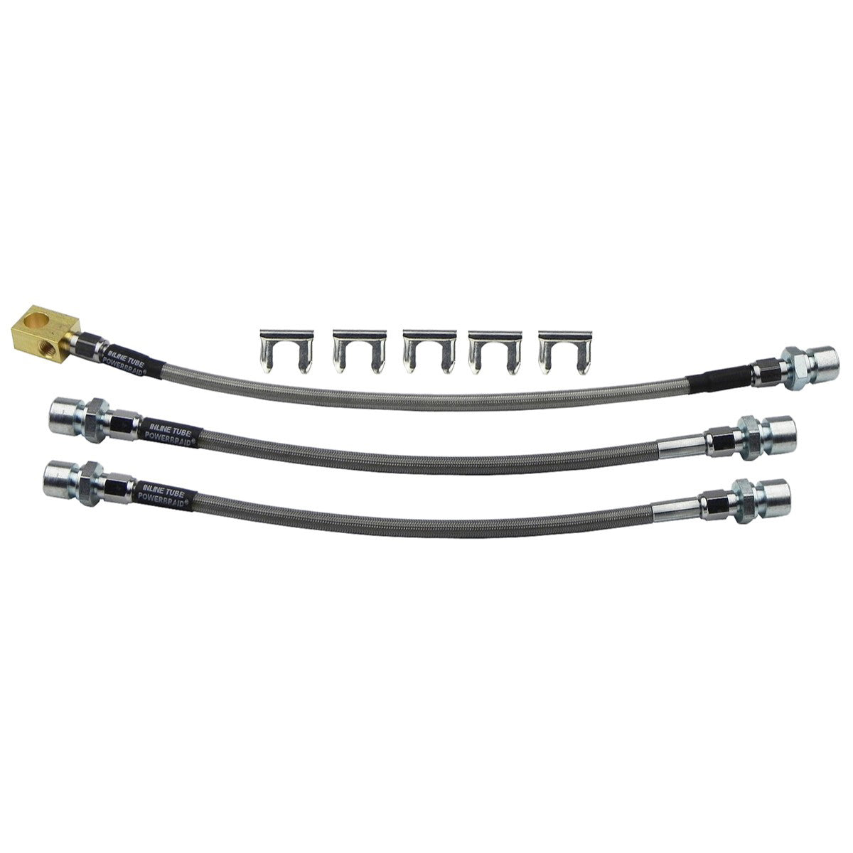 Stainless Flex Hoses - 1966-67 GM A-Body Skylark / GS - Front Disc 4 Piston Calipers / Rear Drum, 3 Hose Kit, 8pc