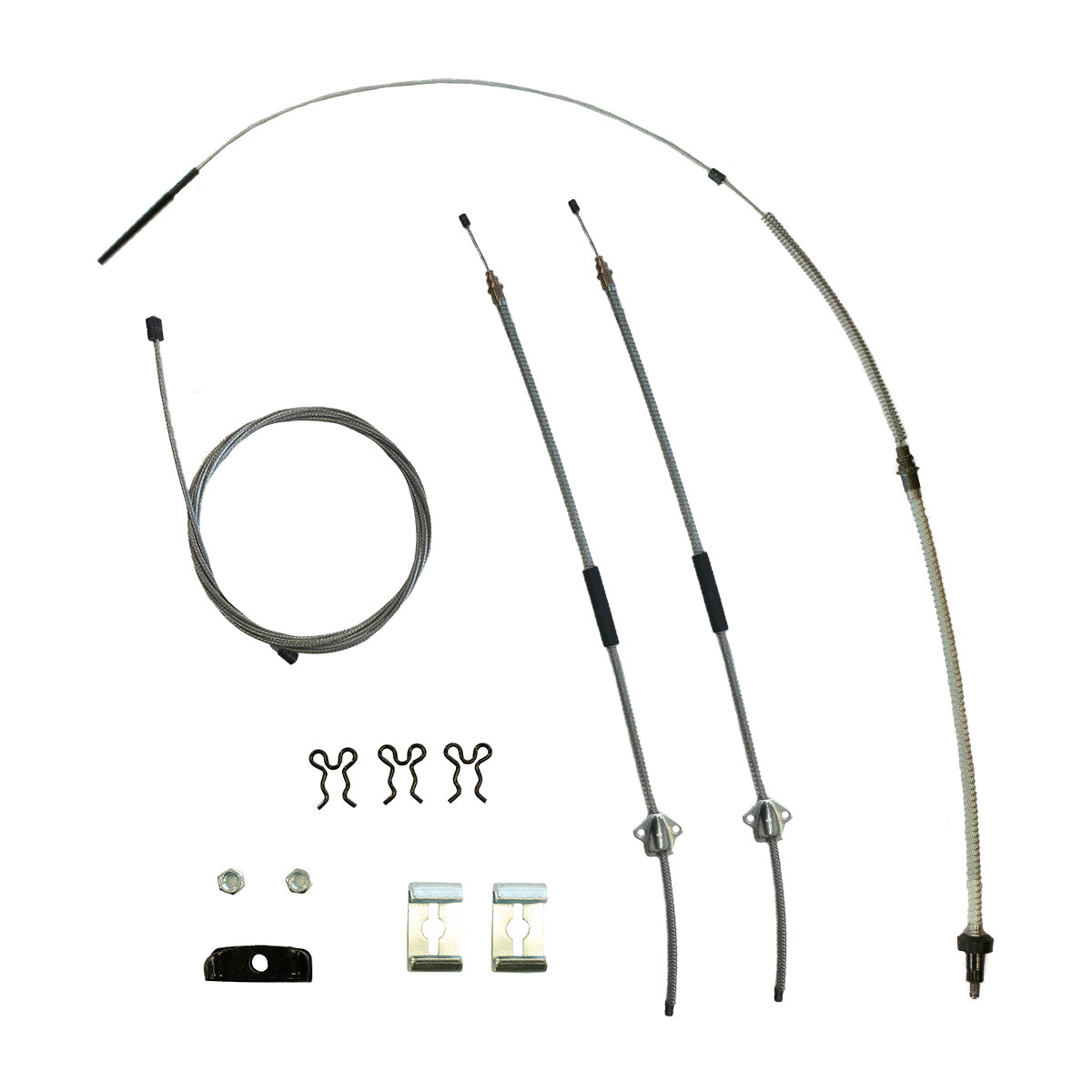 1965-66 Pontiac Grand Prix/Catalina Entire Parking Brake Cable Kit, OE Steel