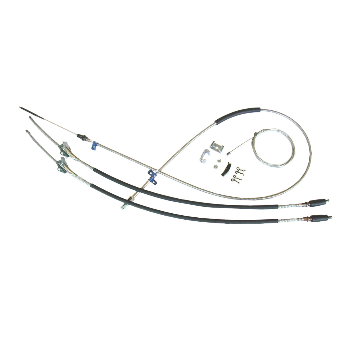 1969-70 Pontiac Catalina Complete Parking Brake Cable Kit - Rear Cables Snap In, OE Steel