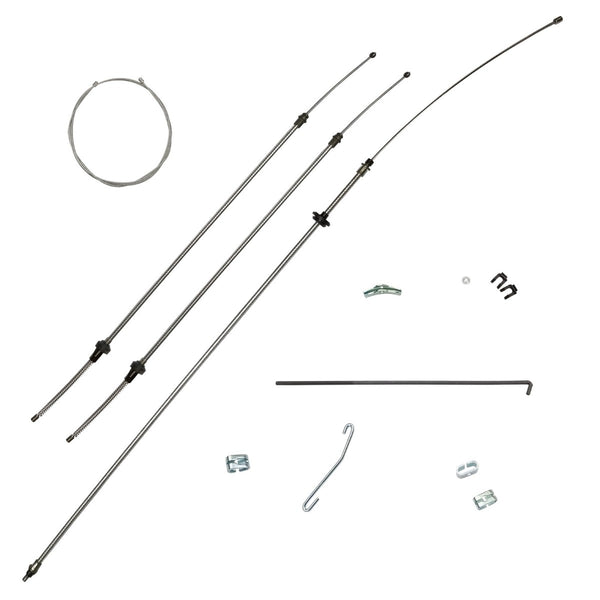 1970-71 E-Body Plymouth Cuda Complete Parking Brake Cable Kit, With 85" Intermediate, OE Steel