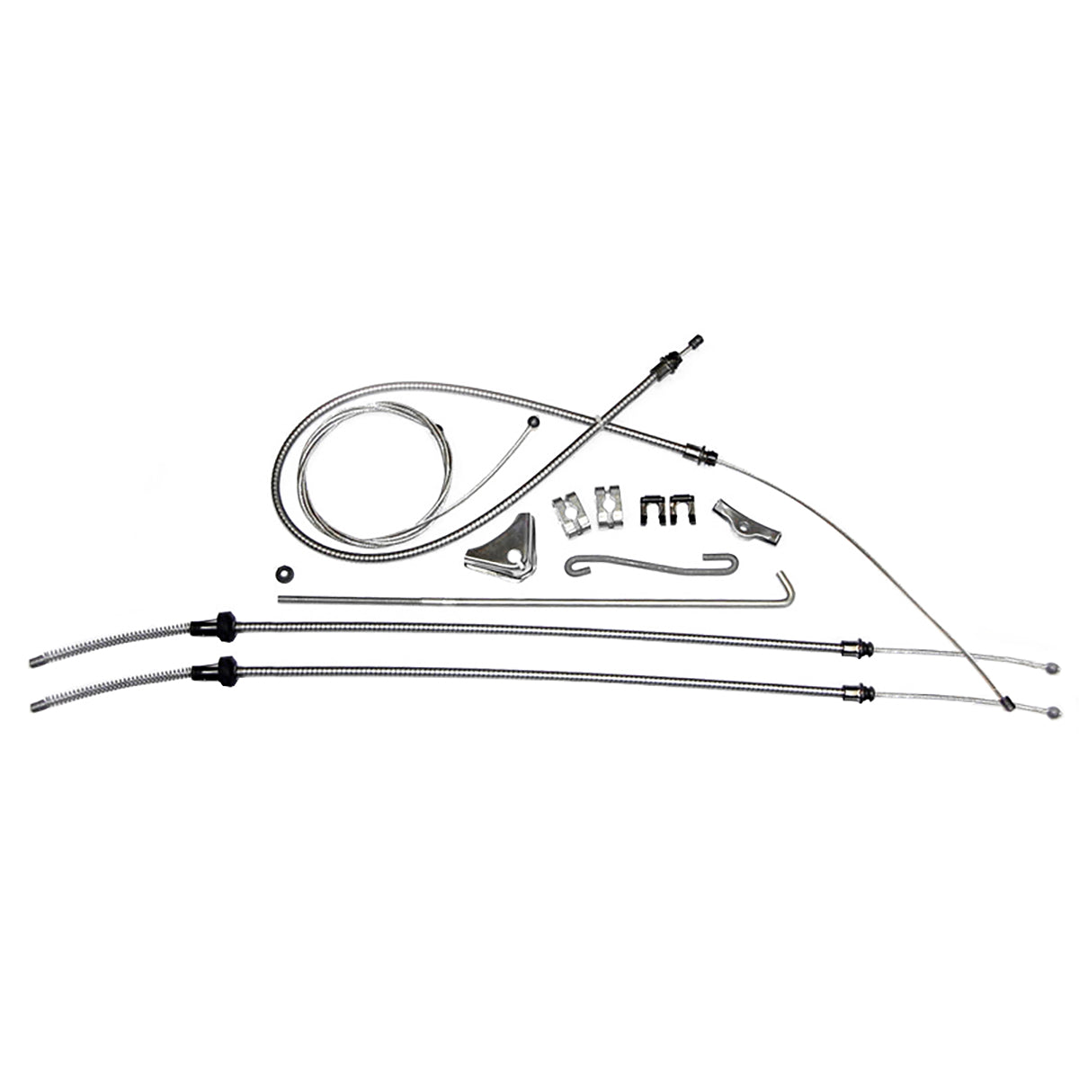 1972-74 Dodge Challenger E-Body Complete Parking Brake Cable Kit, With Intermediate, OE Steel