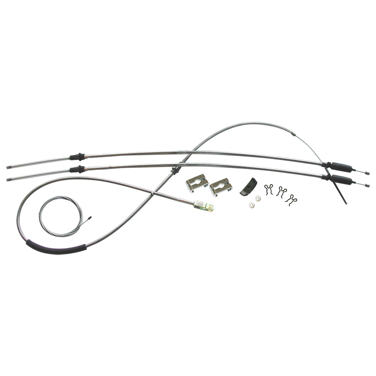1969-72 Chevrolet GMC C10 T350 Manual Or Powerglide Long Bed Coil Rear Complete Parking Brake Cable Kit OE Steel