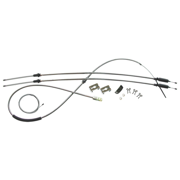 1969-72 Chevrolet GMC C10 T350 Manual Or Powerglide Long Bed Coil Rear Complete Parking Brake Cable Kit OE Steel