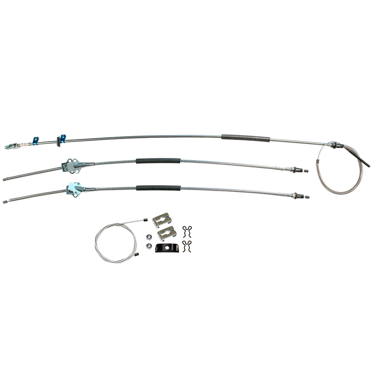 GM Truck Brake Cables 1969-72 Chevy/GMC Truck 1/2 ton, 2wd, T-400, Longbed, Leaf Rear Only, Complete Parking Brake Cable Kit, OE Steel