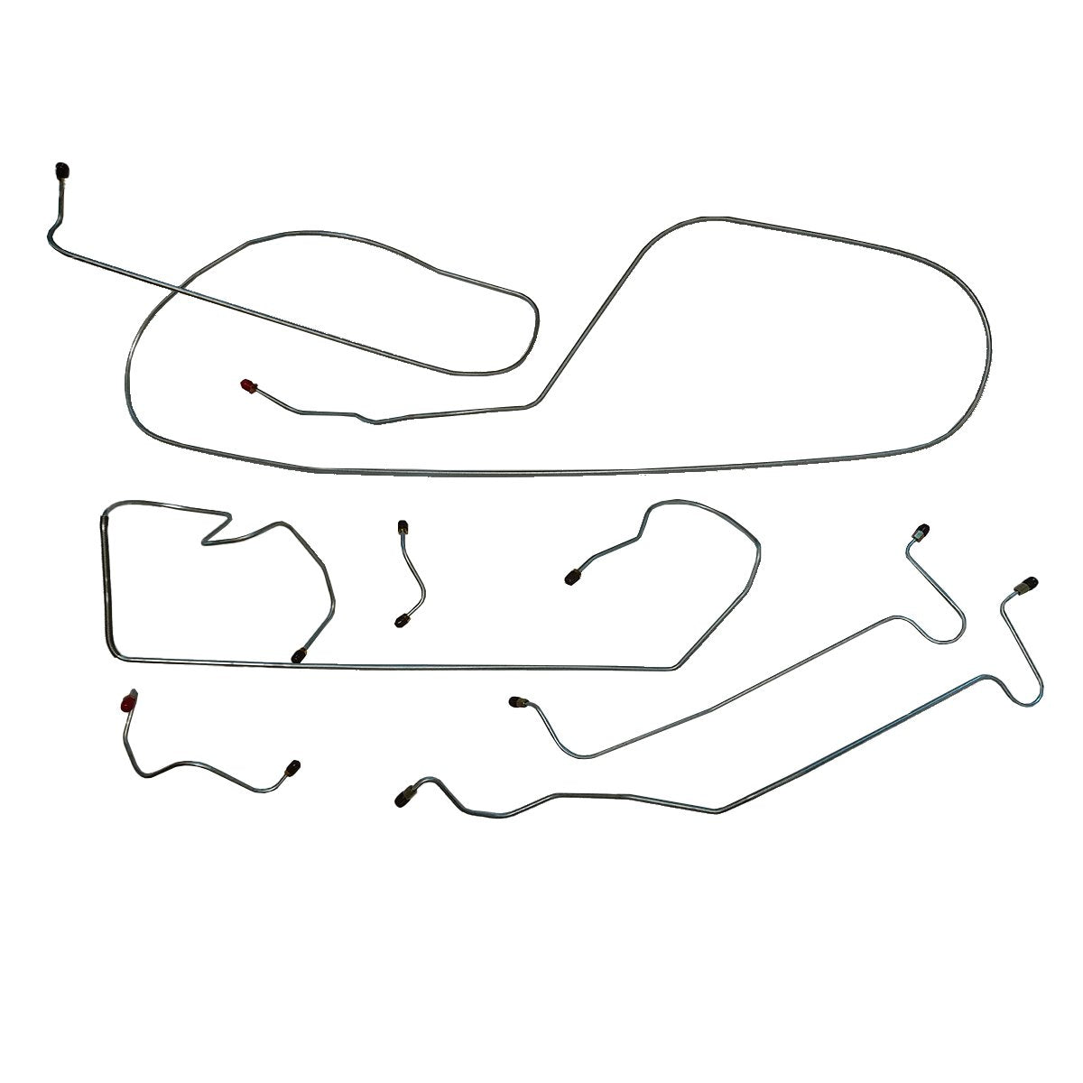 1968-70 Cadillac de Ville/Calais 129.5" WB Power Drum Brake Line Kit 6pc, OE Steel