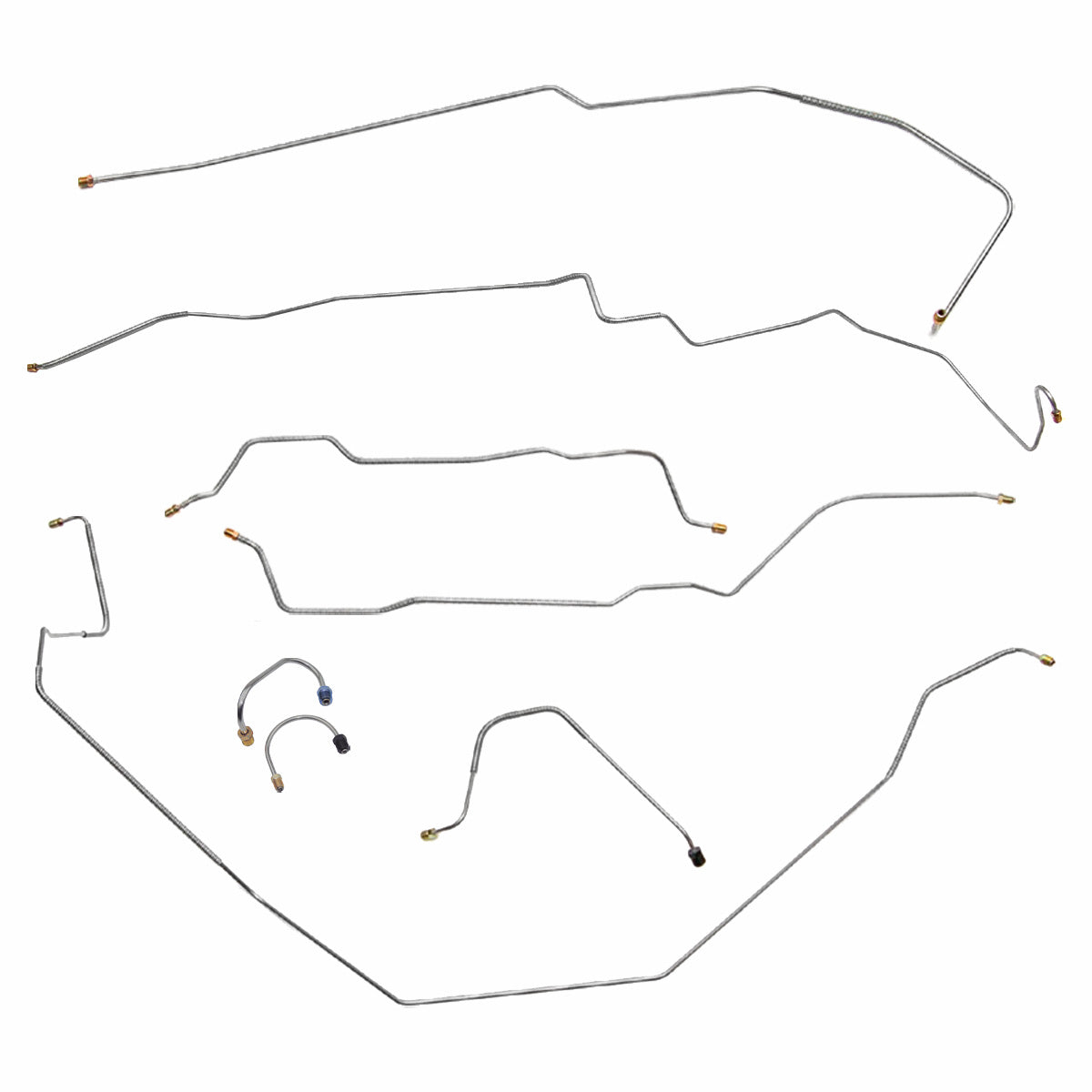 1968 Chevrolet Camaro w/Two-Piece F to R Manual Drum Brake Line Kit 8pc, OE Steel