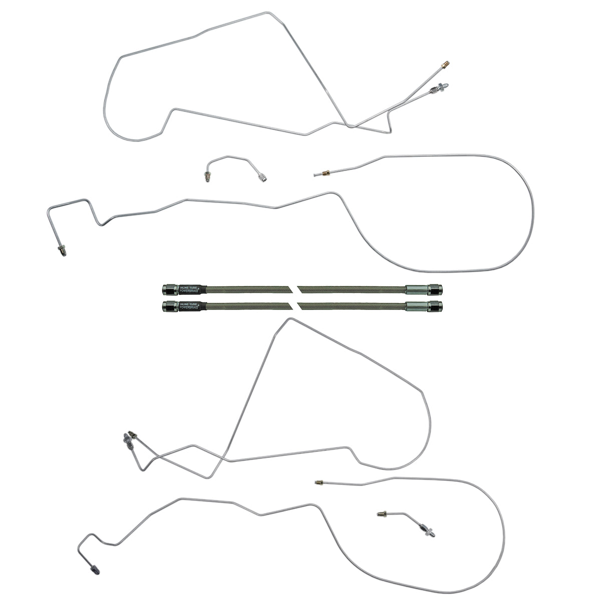 1998-02 Chevrolet Pontiac Camaro Firebird Four Wheel Disc ABS and Traction Control 3/16" F to R Brake Lines (w/ Flex) 4pc, OE Steel