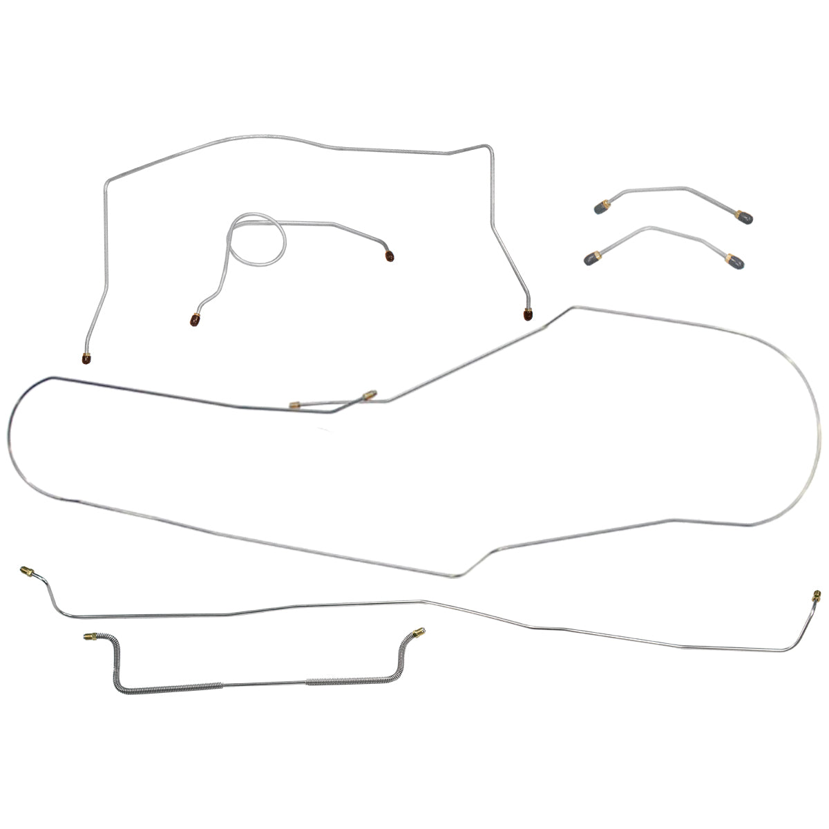 1959-60 Chevrolet El Camino Complete Manual Drum Brake Line Kit 7pc, OE Steel