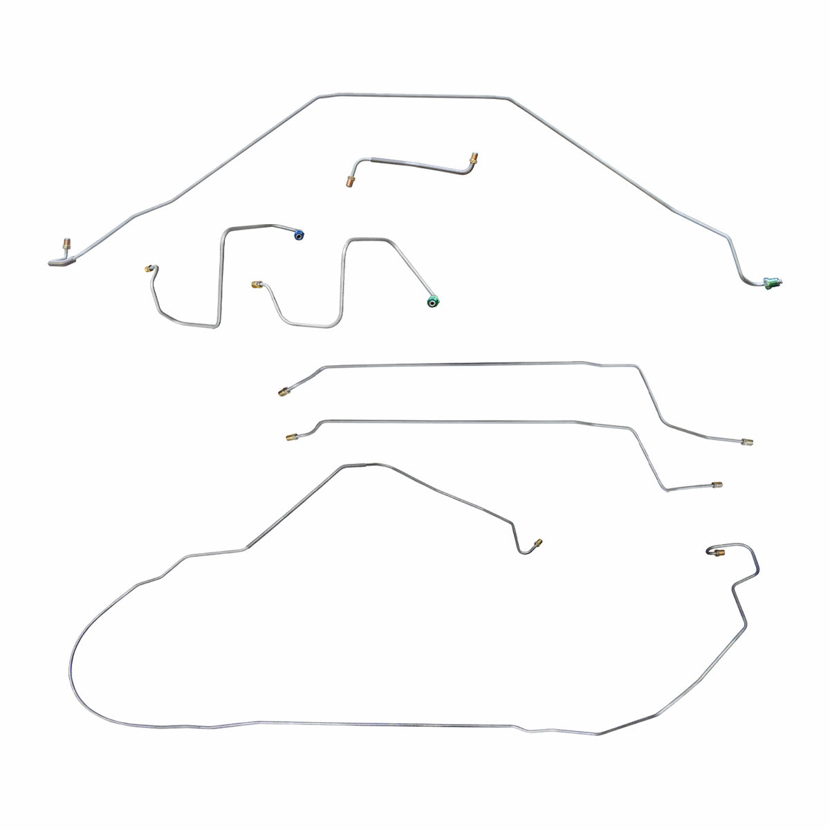 1967 Chevrolet El Camino Non-SS (Only) Manual Drum Brake Line Kit 7pc, OE Steel