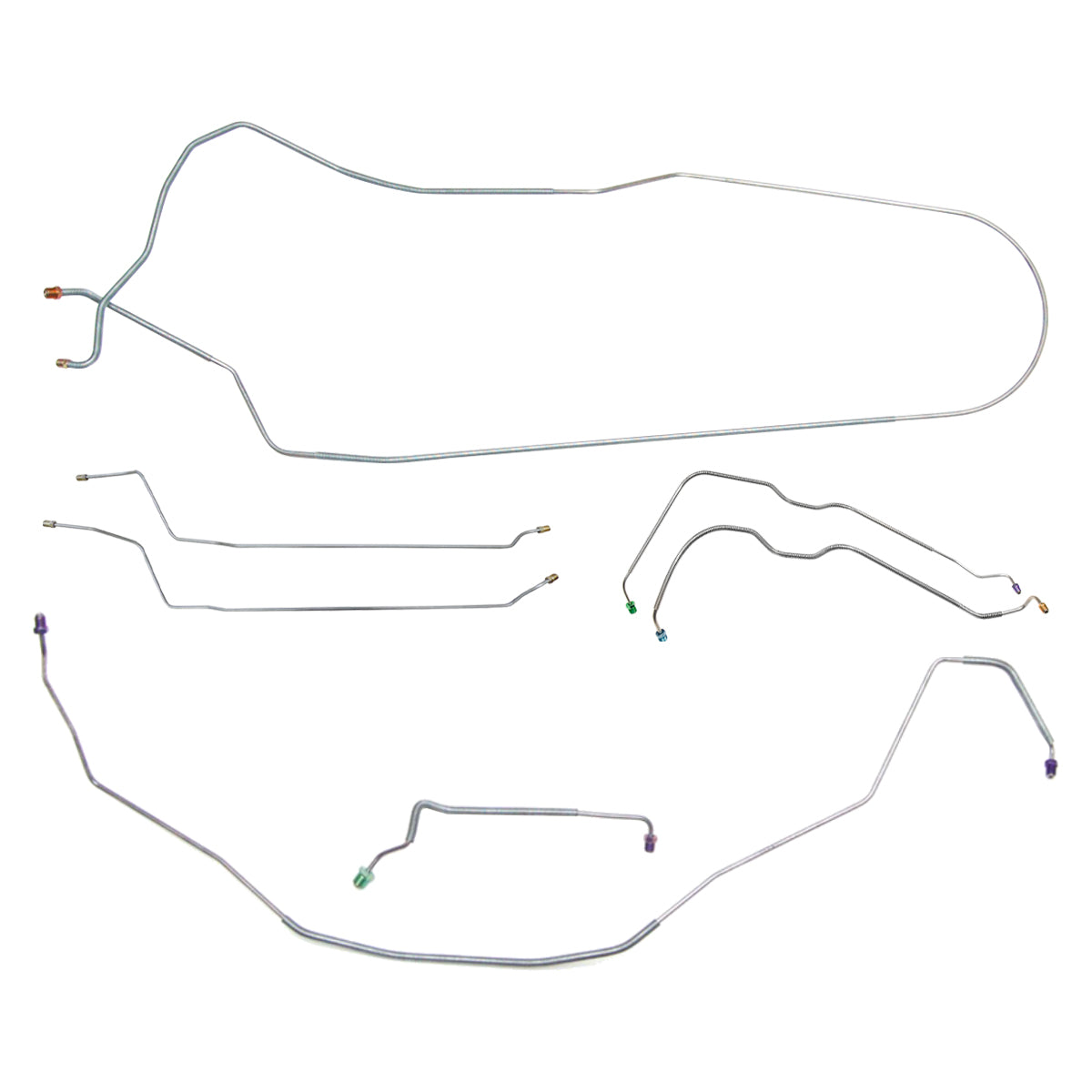 1968 Chevrolet El Camino SS Complete Power Drum Brake Line Kit 7pc, SS Only, OE Steel