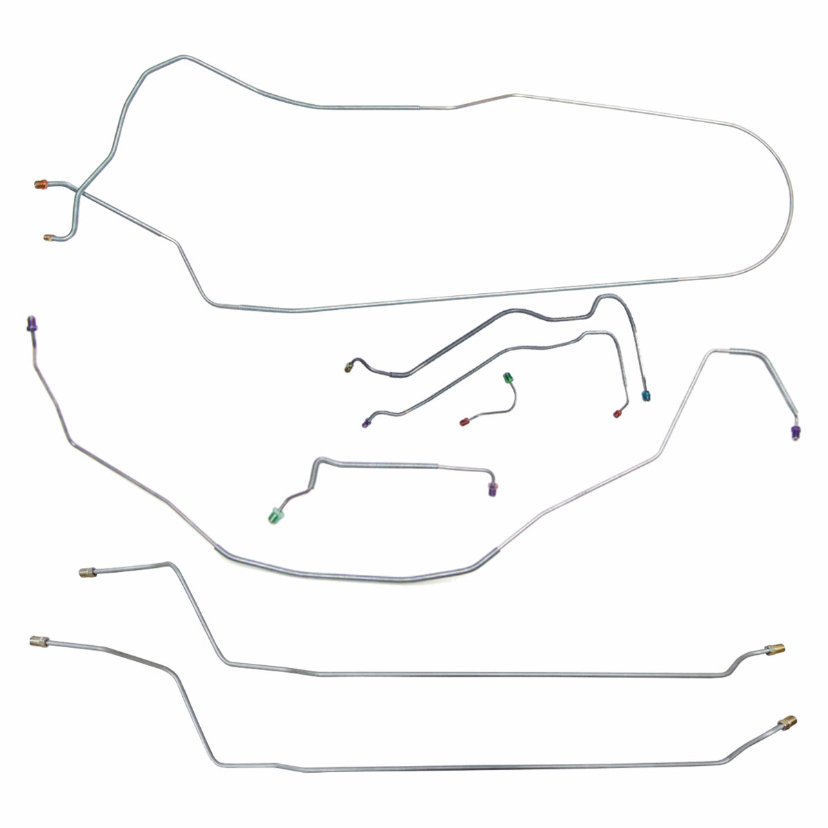 1968 Chevrolet El Camino SS (Only) Power Disc Brake Line Kit 8pc, OE Steel