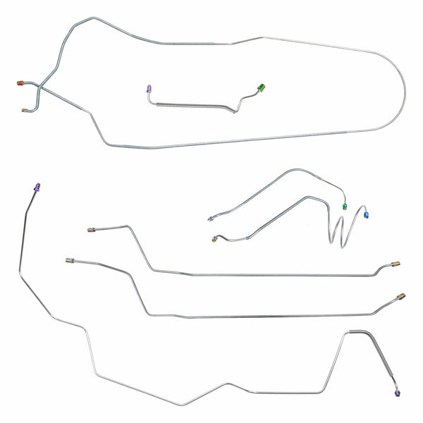 1968 Chevrolet El Camino Non-SS (Only) Manual Drum Brake Line Kit 7pc, OE Steel