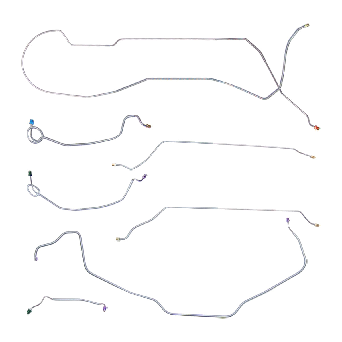 1969 Chevrolet El Camino/SS Manual Drum Brake Line Kit 7pc, OE Steel