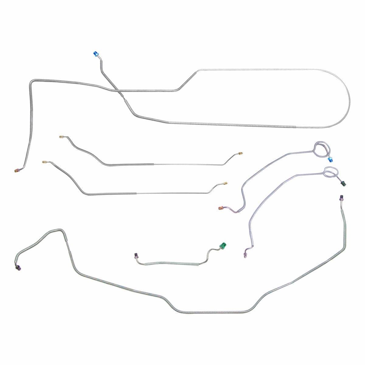1970 Chevrolet El Camino/SS Manual Drum Brake Line Kit 9pc, OE Steel