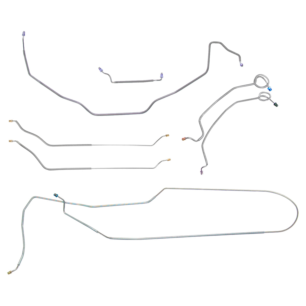 1971-72 Chevrolet El Camino/SS Manual Disc Brake Line Kit 7pc, OE Steel