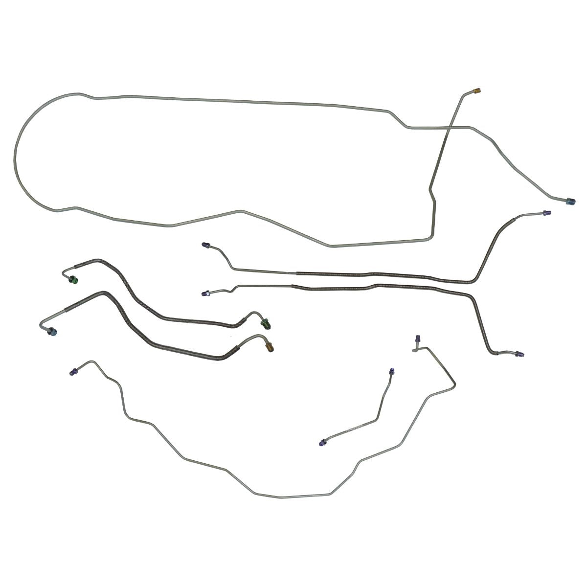 1973-75 Chevrolet El Camino Manual Disc Brake Line Kit 7pc, OE Steel