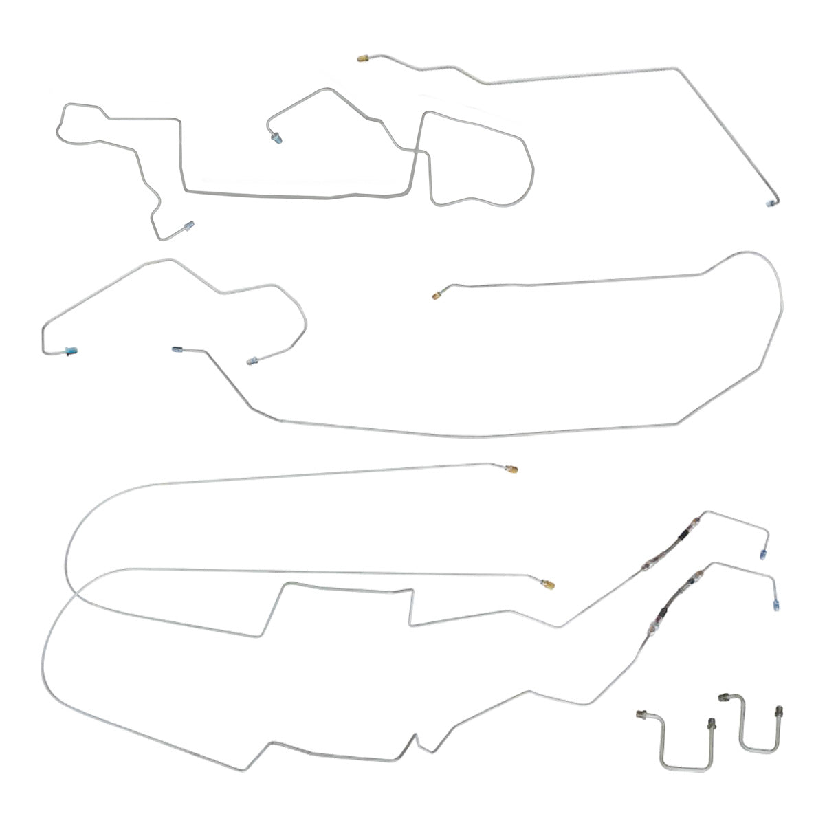 2006-13 Chevrolet Impala Four-Wheel Disc w/ ABS Complete Brake Line Kit (w/ Flex) 8pc, OE Steel