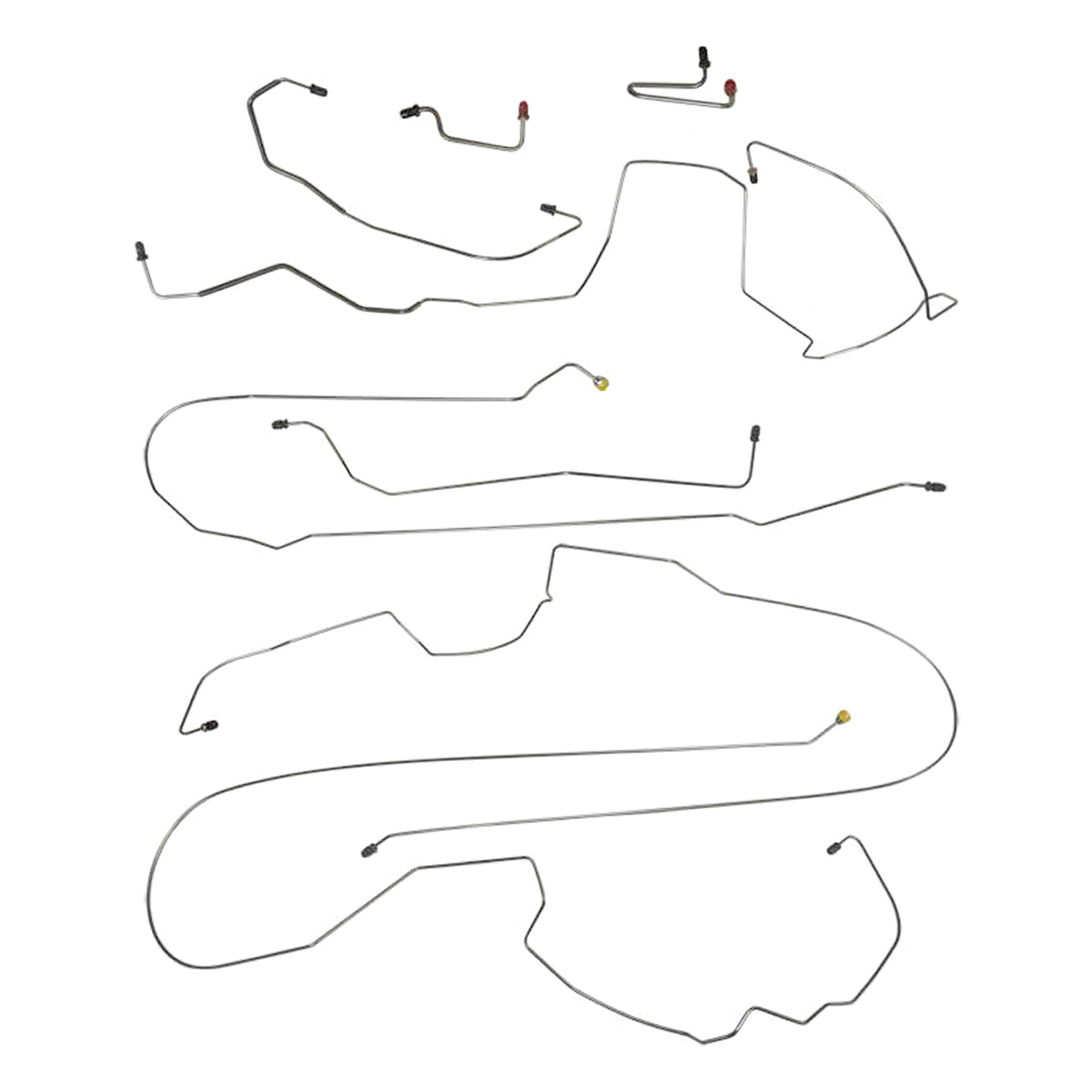 2000-05 Chevrolet Impala Four-Wheel Disc w/ ABS Complete Brake Line Kit 8pc, OE Steel