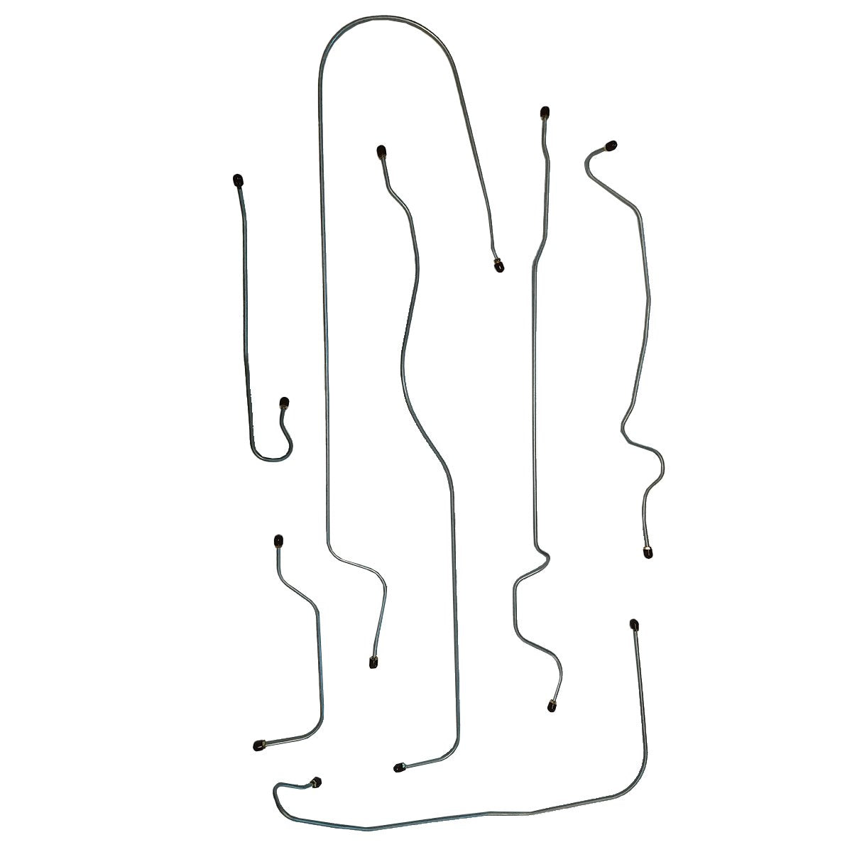 1939 Chevrolet All 112.3" WB Knee Action Front Axle Drum Brake Line Kit 7pc, OE Steel