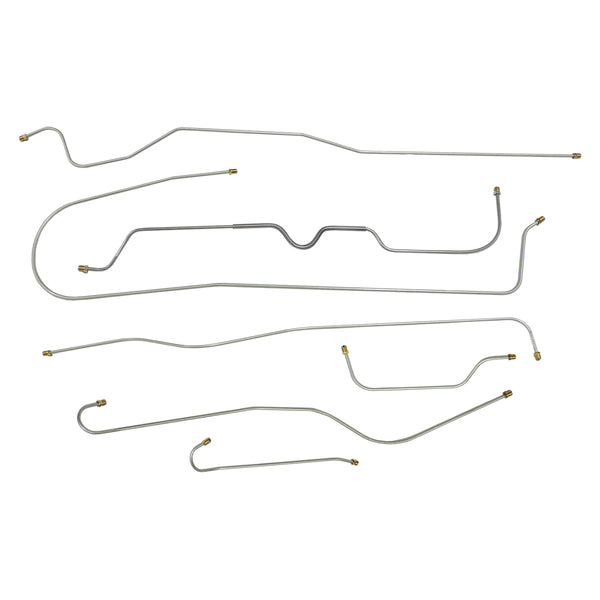 1940 Chevrolet Passenger Car Knee Action Front Axle Complete Drum Brake Line Kit 7pc, OE Steel