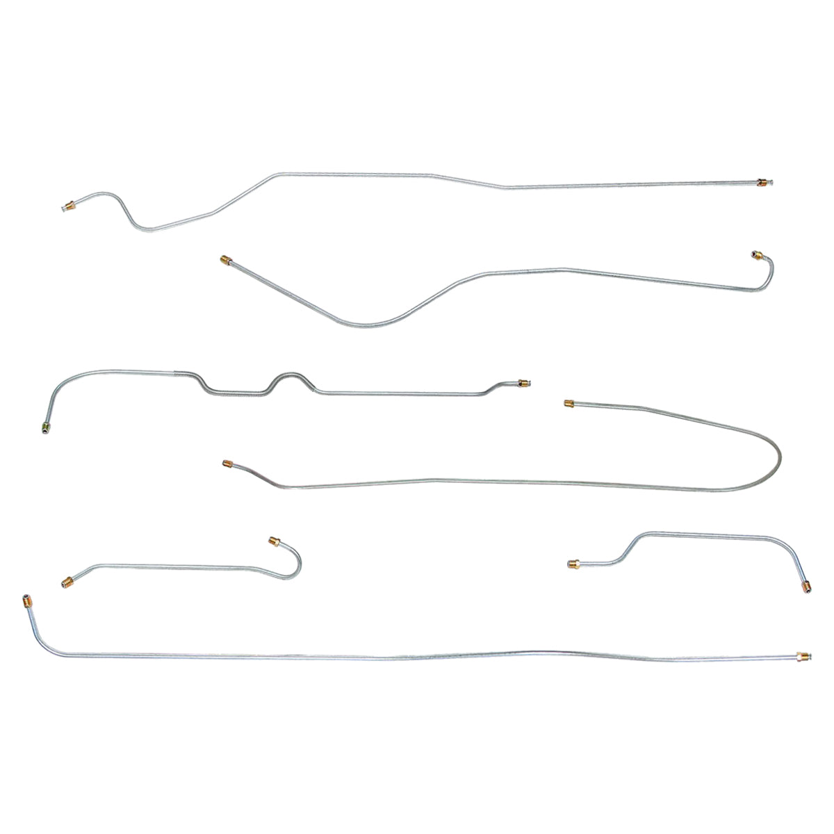 1940 Chevrolet Passenger Car w/ Coil & A-Arm Front Suspension Drum Brake Line Kit 6pc, OE Steel